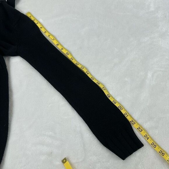 Y2K Guess Women's S Longline Duster Cardigan Sweater Black Knit Tie Waist Winter - Picture 9 of 12